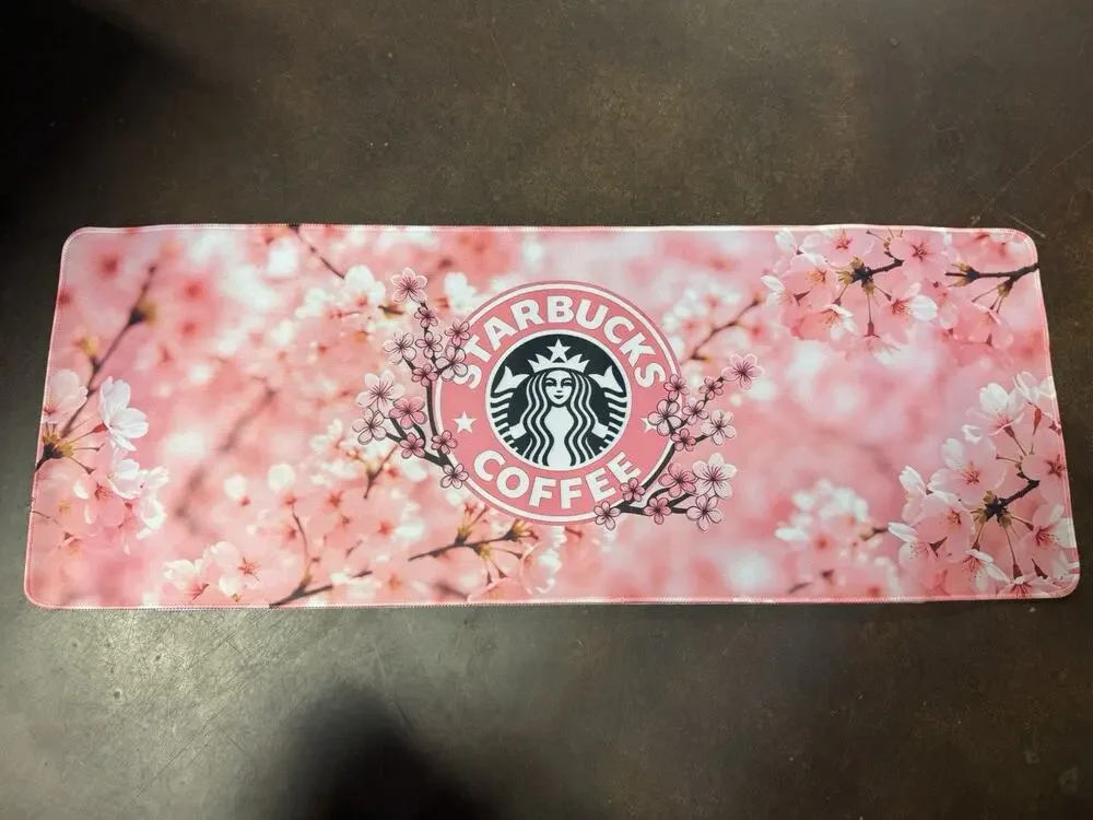 Floral Starbucks Computer Desk Mat 31x11